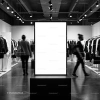Minimalist Fashion Store Interior with Blank Display Panel