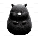 Black Pig Sculpture with Unique Textured Animal Art