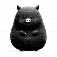 Black Pig Sculpture with Unique Textured Animal Art