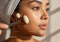 Woman Receiving Facial Massage with Jade Roller for Glowing Skin