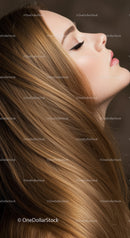 Young woman with flowing glossy hair in profile