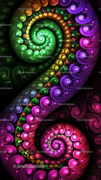Colorful Spirals and Fractal Patterns in Vibrant Digital Art