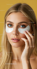 Young Woman Applying Eye Patches for Skincare Routine