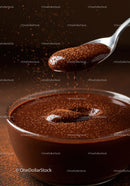 Rich melted chocolate sauce with cocoa dusting
