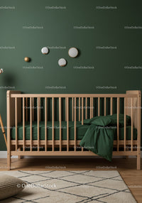 Modern Kids Bedroom with Green Bedding and Wall Art