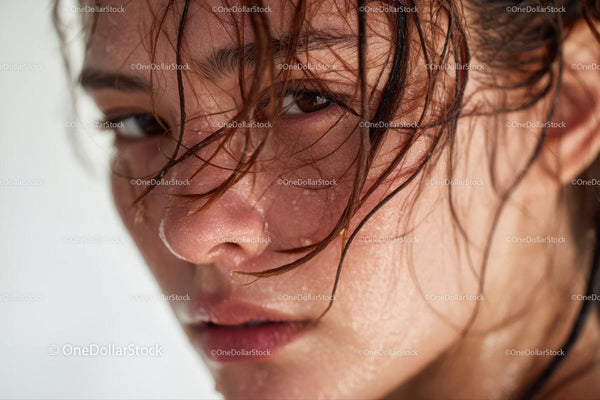 Close-Up of Young Woman with Wet Hair Expressing Joy and Freedom