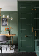 Modern Green Accent Wall in Elegant Dining Room Setting with Decor