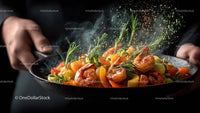 Vibrant Vegetable and Shrimp Stir-Fry with Seasoning