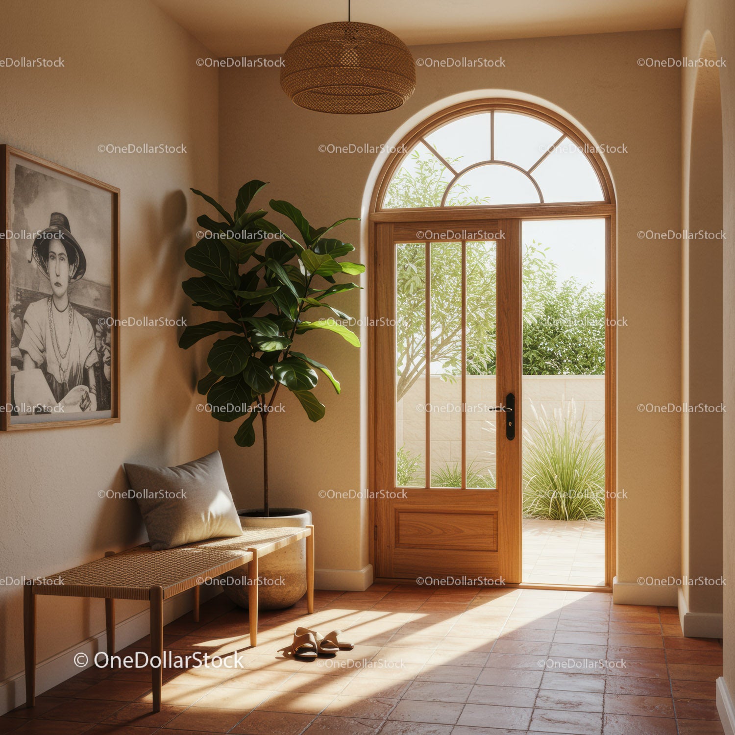 Cozy Entrance Hall with Natural Light and Green Plant