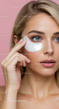 Young Woman Applying Eye Patch for Skincare Routine