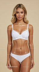 Beautiful Young Woman in White Lingerie with Elegant Style
