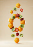 Floating Fresh Fruit Composition on Neutral Background