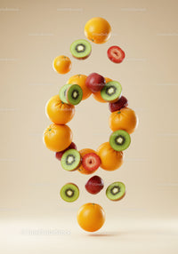 Floating Fresh Fruit Composition on Neutral Background
