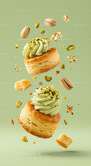 Puffy Pastries with Pistachio Cream and Nuts