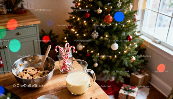 Preparing Christmas Treats by Festive Decorated Tree