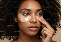 Close-up of a Young Woman with Under Eye Masks in Beauty Routine