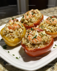 Colorful Stuffed Bell Peppers with Seafood and Rice