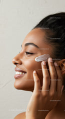Woman Applying Facial Cream for Beautiful Skin