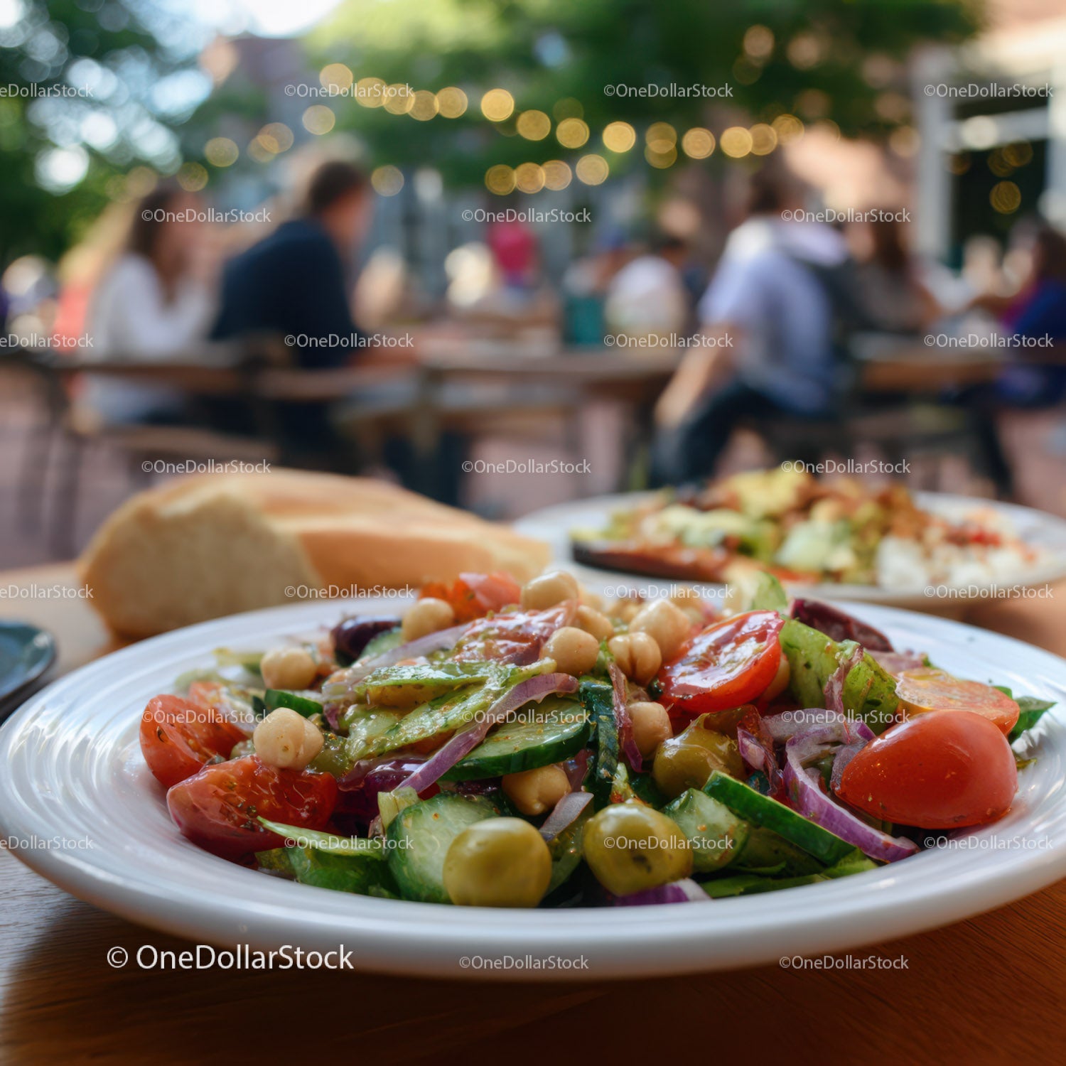 Colorful Fresh Vegetable Salad with Cherry Tomatoes and Cucumbers