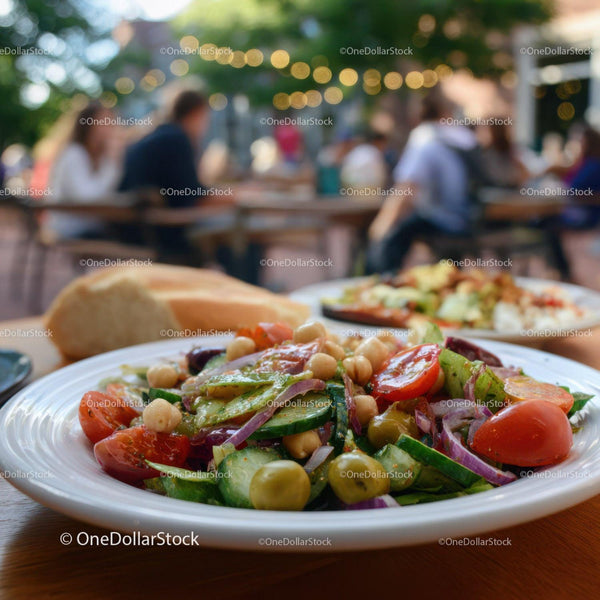 Colorful Fresh Vegetable Salad with Cherry Tomatoes and Cucumbers