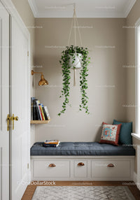 Indoor Hanging Plant in Cozy Corner with Window Sunlight