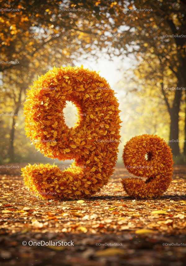 Autumn Numbers 9 and 9 Made of Orange Leaves