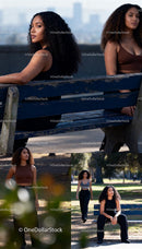 Confident women enjoying a sunny urban park day