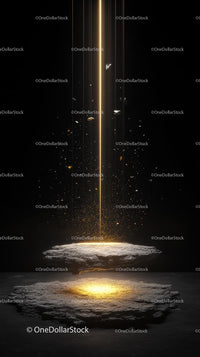 Dynamic Golden Liquid Stream Erupting in a Black Space Scene