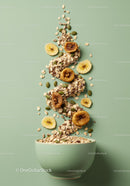 Healthy granola and dried fruit bowl with seeds
