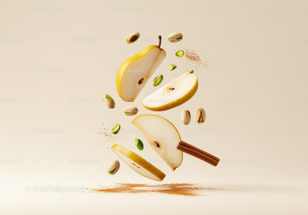 Floating Sliced Pears with Pistachios and Cinnamon Spice