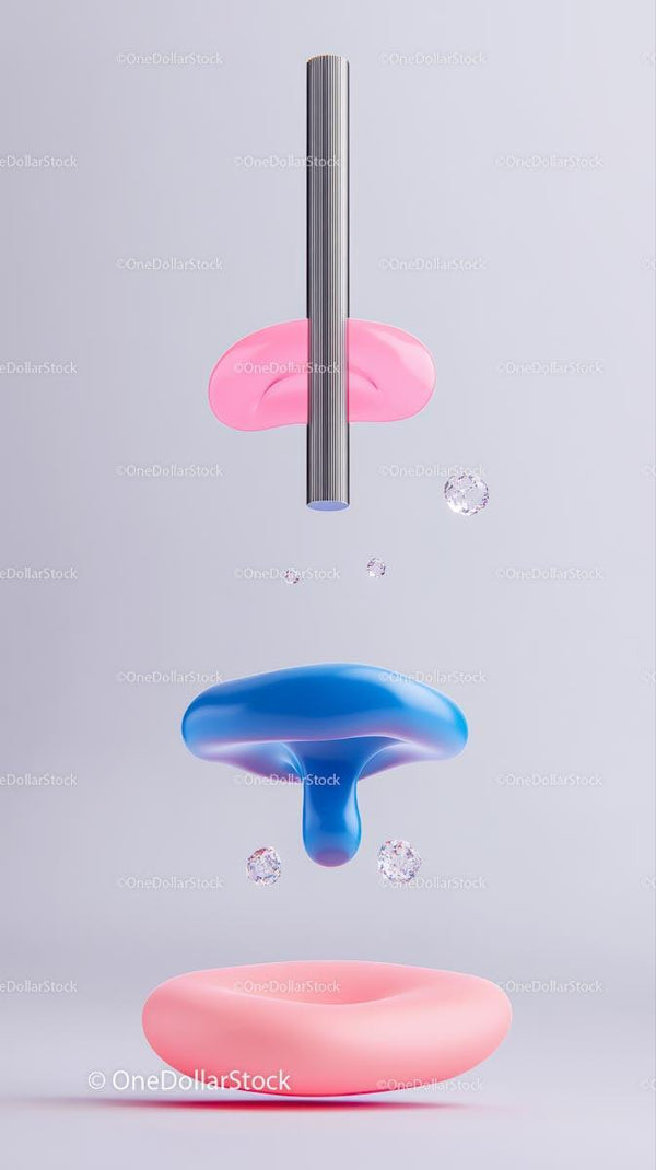 Abstract Minimalist Art with Colorful Floating Shapes and Smooth Textures