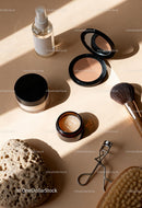 Natural beauty essentials with makeup and skincare tools