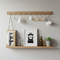 Modern Minimalist Wall Shelf Decor with Animal Art and Houseplants