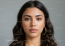 Elegant Woman with Brown Eyes and Long Dark Hair in Close-Up Portrait