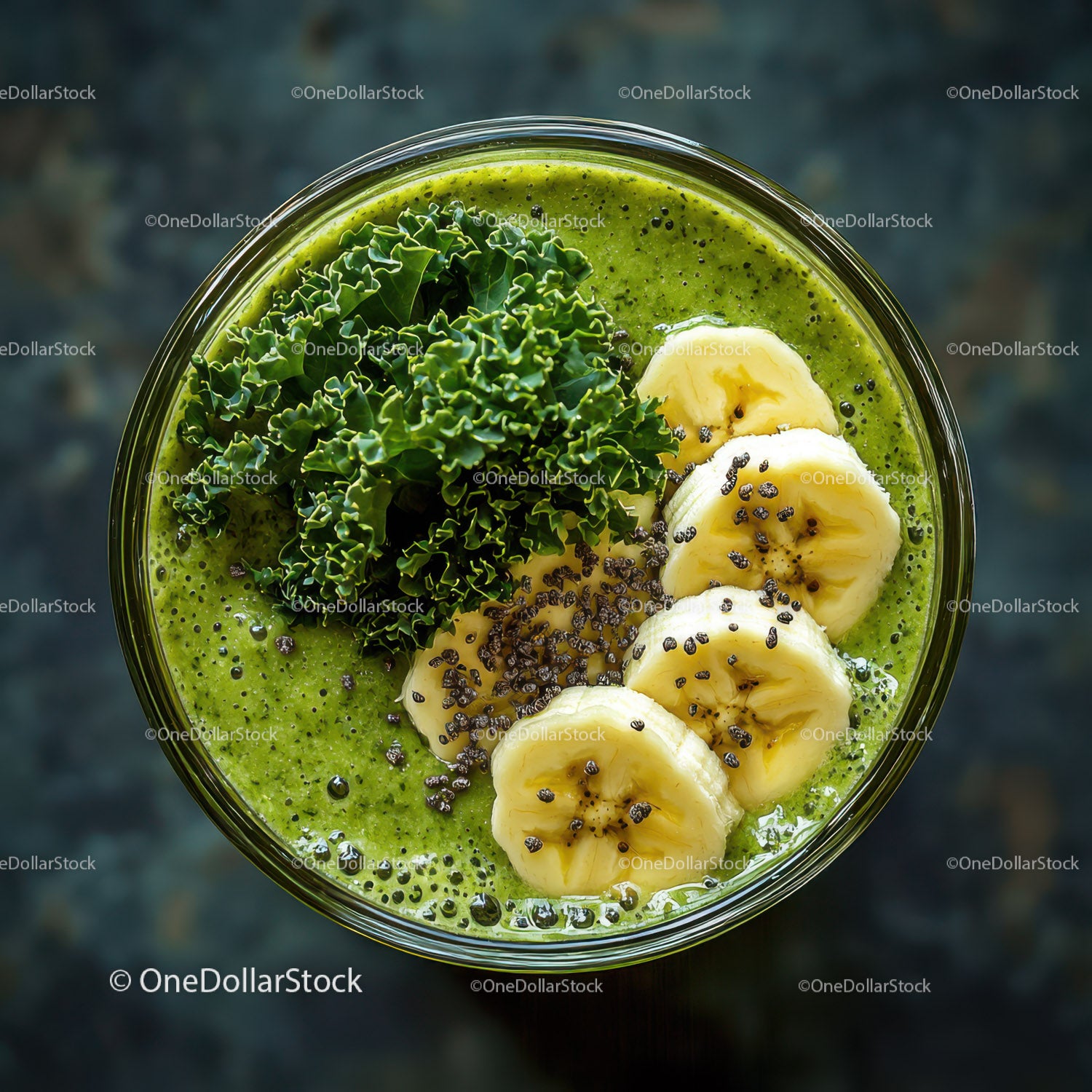 Green Matcha Banana Smoothie with Kale and Chia Seeds
