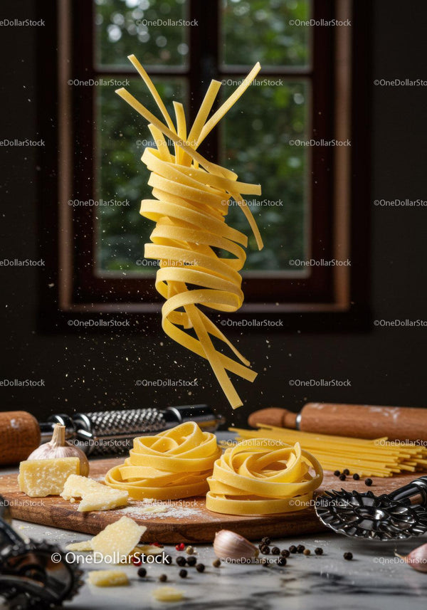 Fresh fettuccine nests with classic Italian ingredients