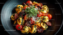 Creamy Fettuccine Pasta with Cherry Tomatoes and Basil