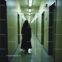 Confident Nurse in Hospital Corridor With Serious Expression