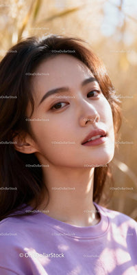 Young woman posing naturally outdoors with warm sunlight