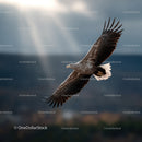 Majestic Bird of Prey in Flight Over Mountain Range