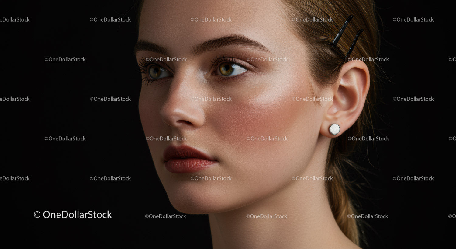 Elegant Portrait of a Young Woman with Flawless Skin and Natural Makeup
