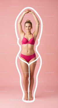 Young Woman in Pink Lingerie Standing Confidence with Pink Background