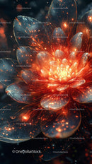 Luminescent Cosmic Flower with Sparkling Petals in Abstract Art
