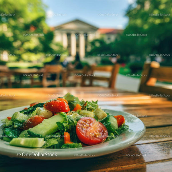 Fresh Vegetable Salad with Cherry Tomatoes and Cucumbers in Outdoor Setting