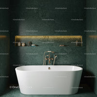Luxurious Green Marble Bathroom with Modern Freestanding Tub