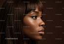 Elegant Female Portrait with Glossy Lips and Winged Eyeliner