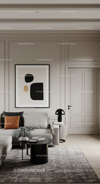 Minimalist Living Room with Modern Art and Neutral Tones