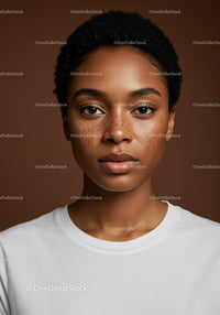 Natural Beauty of Young Woman with Freckled Skin and Curly Hair