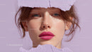 Beautiful Woman with Radiant Pink Lips and Artistic Background