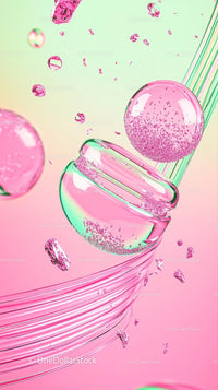 Colorful Bubble Splash of Pink and Green Soda in Motion